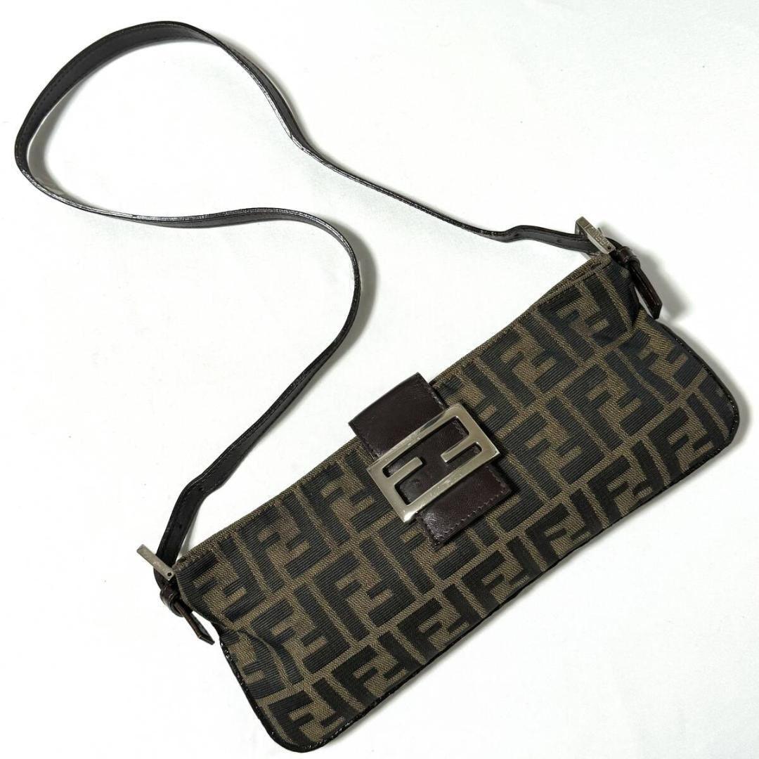 Authentic FENDI Mamma Zucca Baguette Tobacco Canvas Shoulder Bag Purse Tan Pouch - The Reluxe