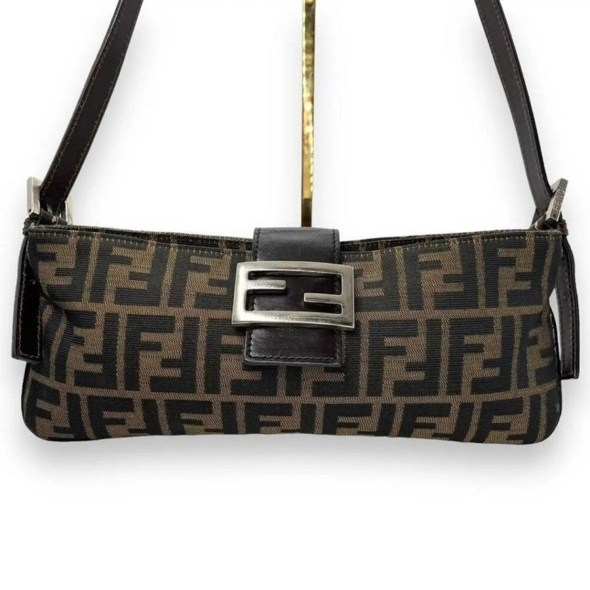 Authentic FENDI Mamma Zucca Baguette Tobacco Canvas Shoulder Bag Purse Tan Pouch - The Reluxe