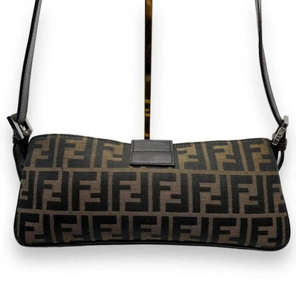 Authentic FENDI Mamma Zucca Baguette Tobacco Canvas Shoulder Bag Purse Tan Pouch - The Reluxe