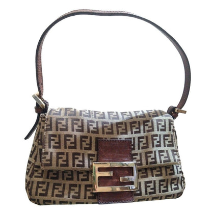 Authentic FENDI Mamma Zucca Mini Bucket Baguette Tan Tobacco Flap Bag Purse Shoulder - The Reluxe