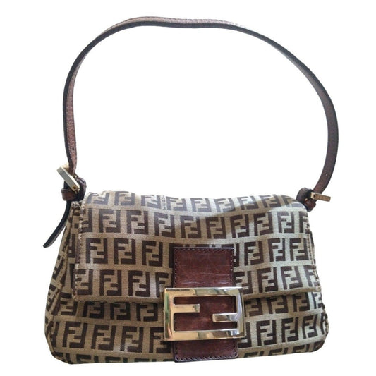 Authentic FENDI Mamma Zucca Mini Bucket Baguette Tan Tobacco Flap Bag Purse Shoulder - The Reluxe