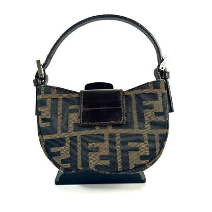 Authentic FENDI Mini Croissant Zucca Zucchino Shoulder Hand Bag Bucket FF Brown - The Reluxe