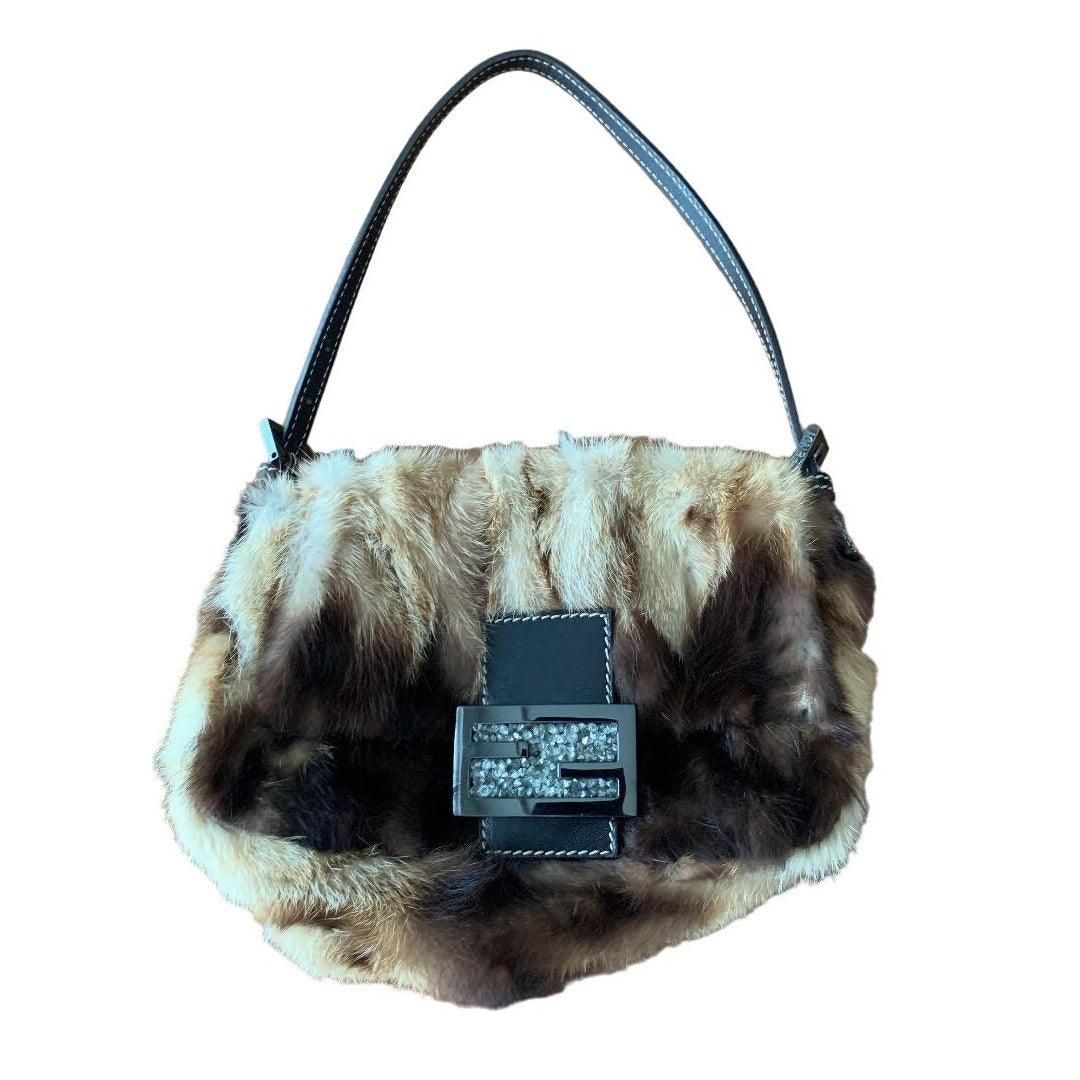 Authentic FENDI Mink Fur Mini Forever Mamma Baguette Shoulder Handbag - The Reluxe