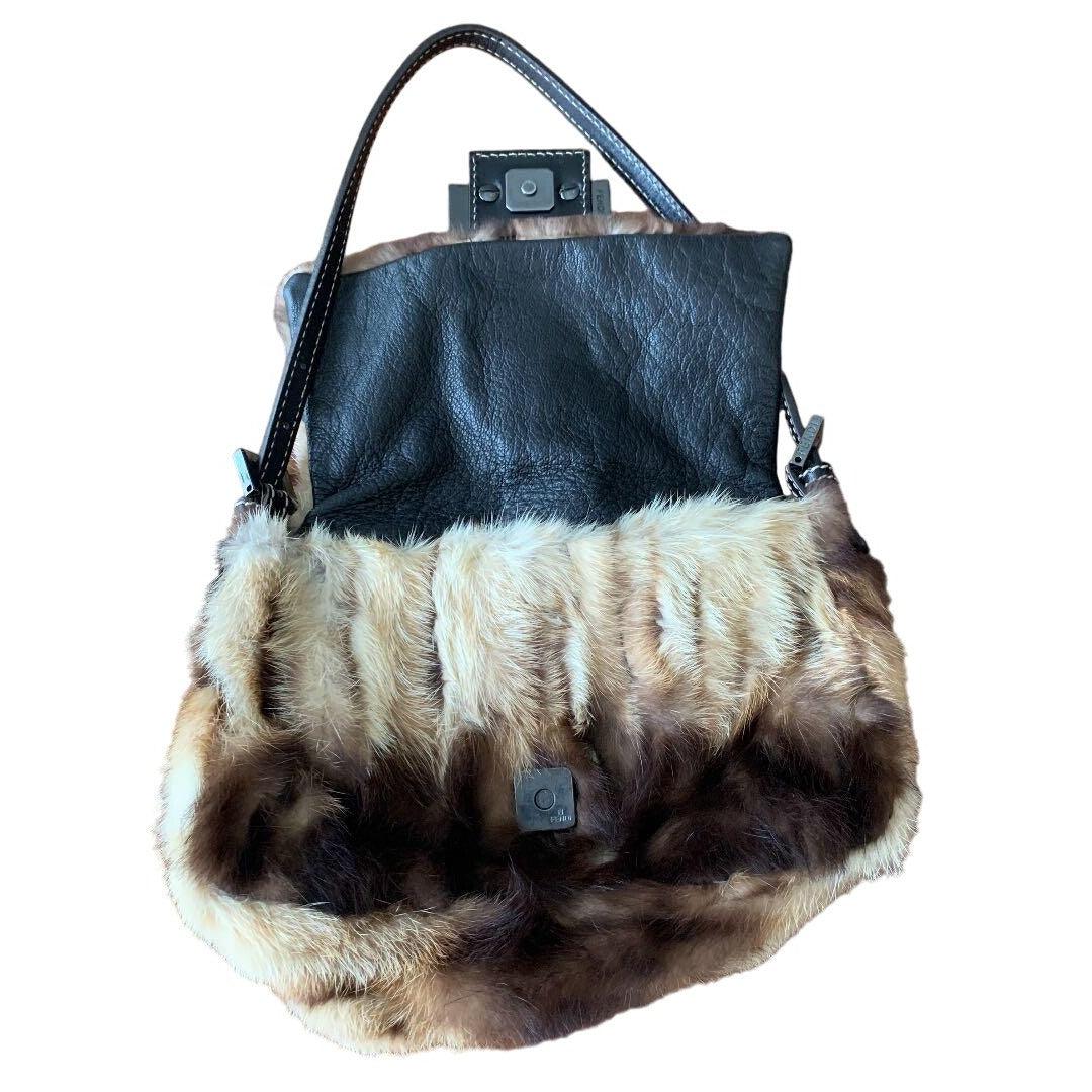 Authentic FENDI Mink Fur Mini Forever Mamma Baguette Shoulder Handbag - The Reluxe