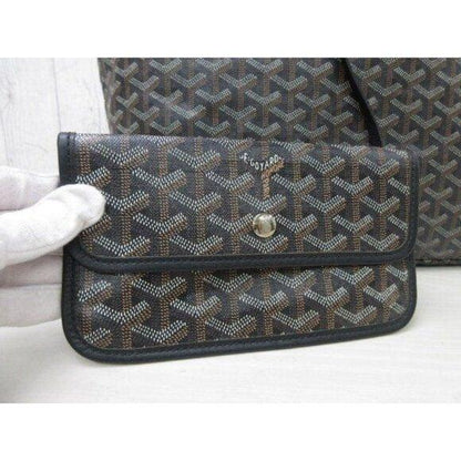 Authentic Goyard Goyardine Saint Louis PM Black Shoulder Tote Bag & Pouch Wallet - The Reluxe