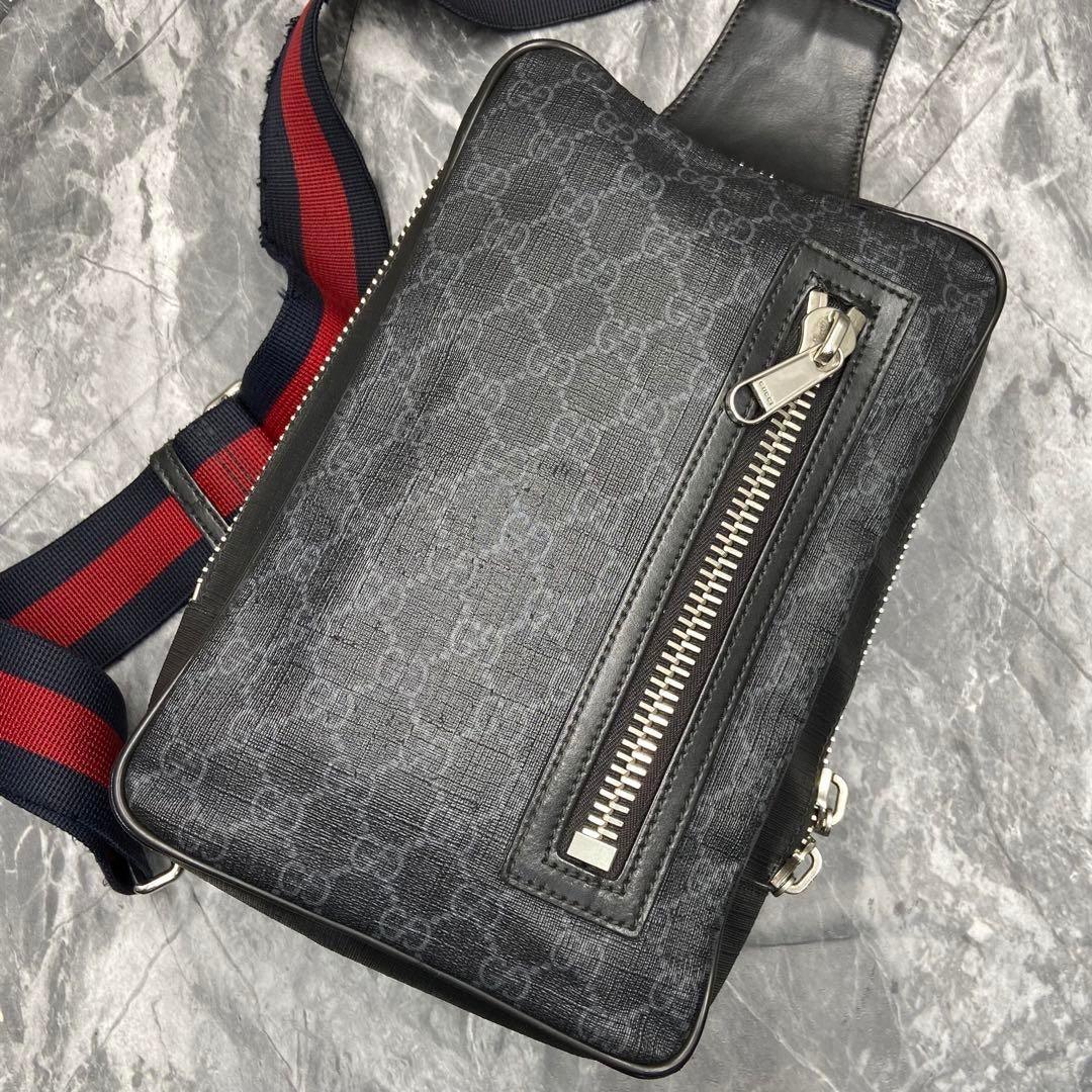 Authentic Gucci GG GG Supreme Sling Backpack Belt Bag Waist Bag Black Men's - The Reluxe