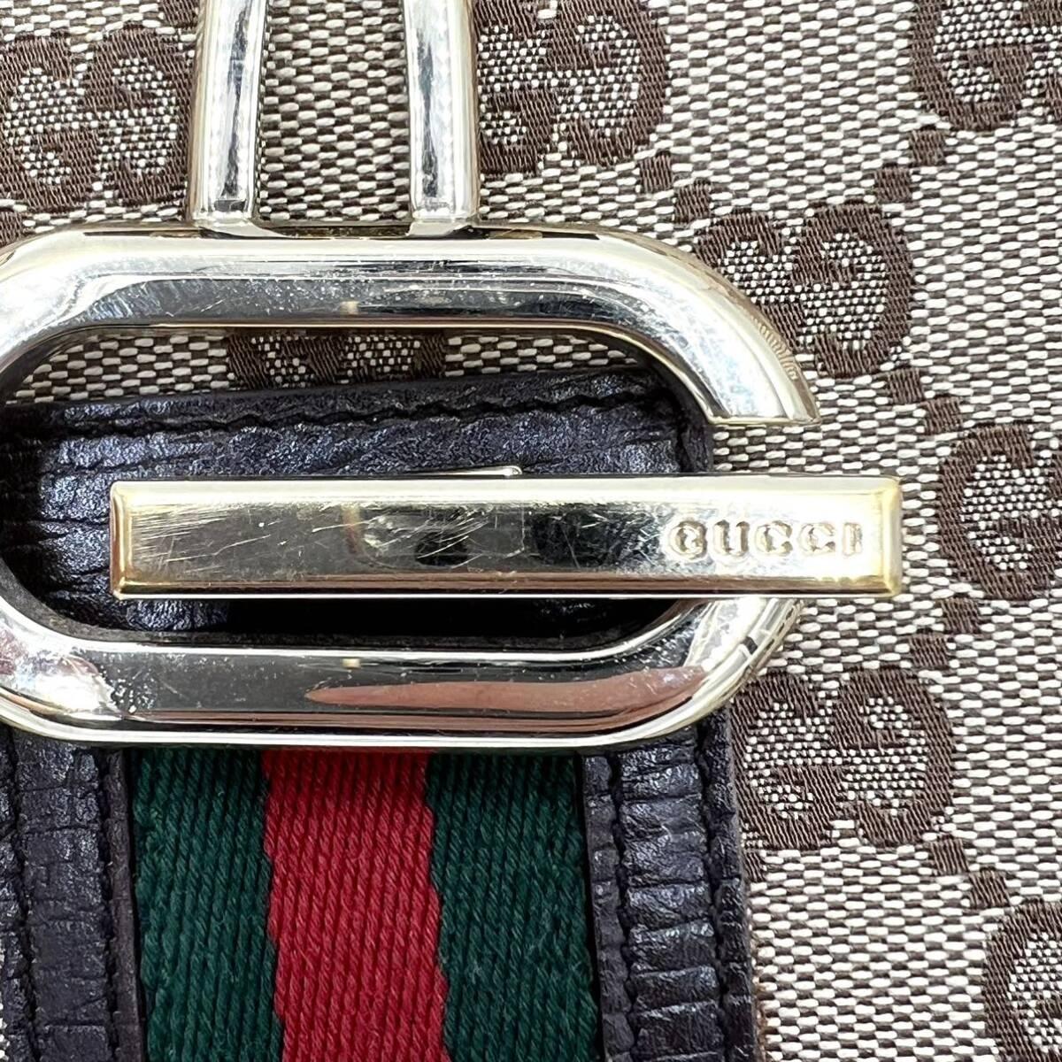 Authentic GUCCI GG Jackie Sherry Web Canvas Handbag Shoulder Bag Charm Ophidia - The Reluxe