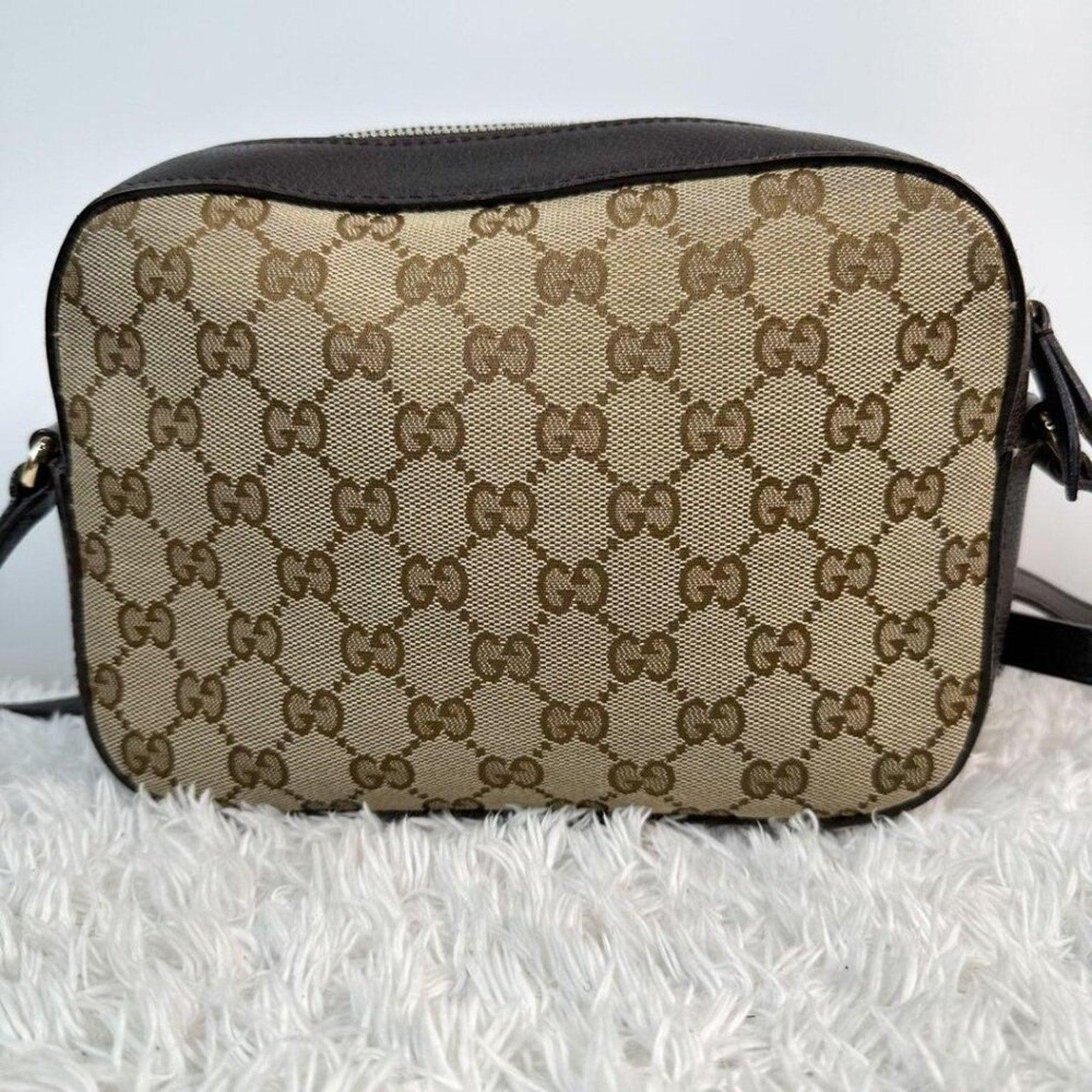 Authentic Gucci GG Sherry Bee Web Canvas Crossbody Bag Shoulder Bag Camera Bag - The Reluxe