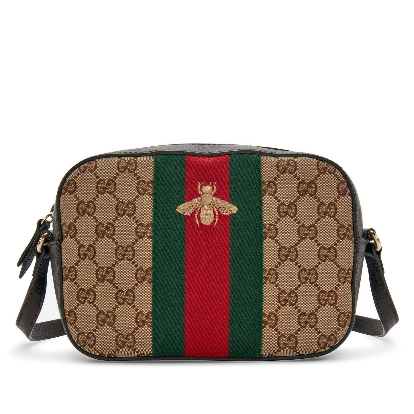 Authentic Gucci GG Sherry Bee Web Canvas Crossbody Bag Shoulder Bag Camera Bag - The Reluxe