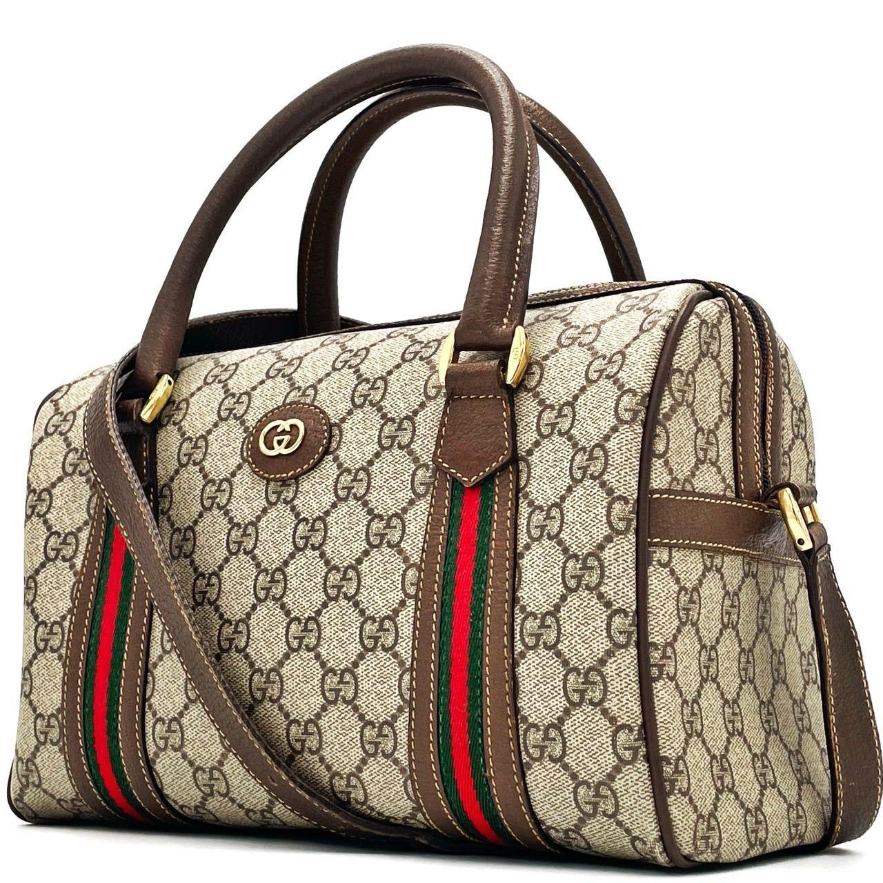 Authentic Gucci GG Sherry Supreme Ophidia 2Way Crossbody Web Canvas Boston Bag - The Reluxe