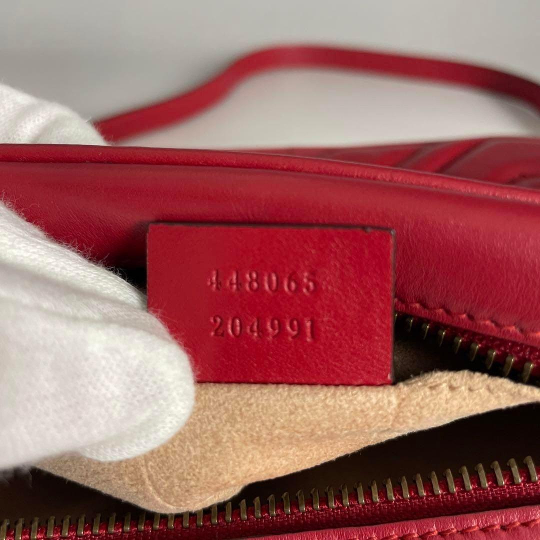 Authentic Gucci GG Small Marmont Matelasse Crossbody Bag Calfskin Chain Red Tote - The Reluxe