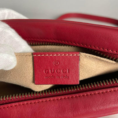 Authentic Gucci GG Small Marmont Matelasse Crossbody Bag Calfskin Chain Red Tote - The Reluxe