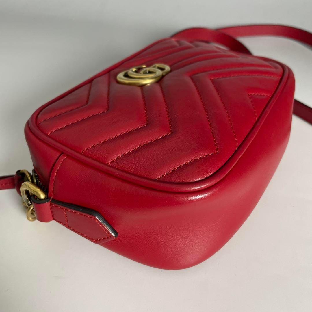 Authentic Gucci GG Small Marmont Matelasse Crossbody Bag Calfskin Chain Red Tote - The Reluxe