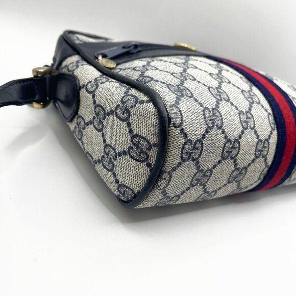 Authentic Gucci GG Supreme Navy Monogram Crossbody Sherry Canvas Shoulder Bag - The Reluxe