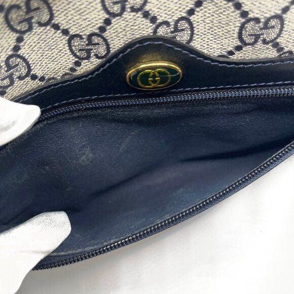 Authentic Gucci GG Supreme Navy Monogram Crossbody Sherry Canvas Shoulder Bag - The Reluxe