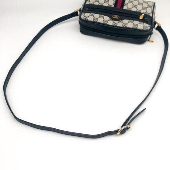 Authentic Gucci GG Supreme Navy Monogram Crossbody Sherry Canvas Shoulder Bag - The Reluxe