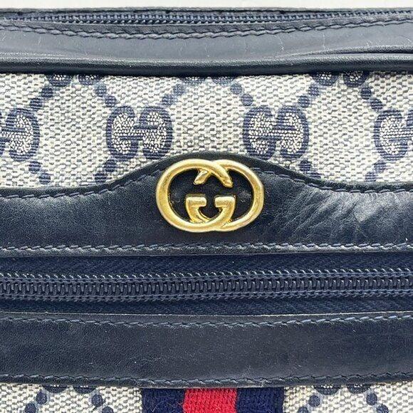 Authentic Gucci GG Supreme Navy Monogram Crossbody Sherry Canvas Shoulder Bag - The Reluxe