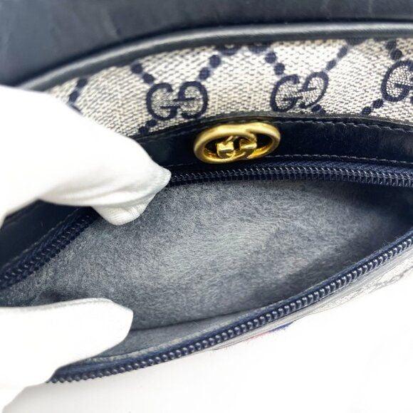 Authentic Gucci GG Supreme Navy Monogram Crossbody Sherry Canvas Shoulder Bag - The Reluxe