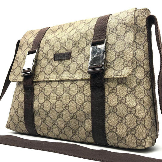 Authentic Gucci GG Supreme Web Canvas Sherry Messenger Bag Monogram Flap Tote - The Reluxe