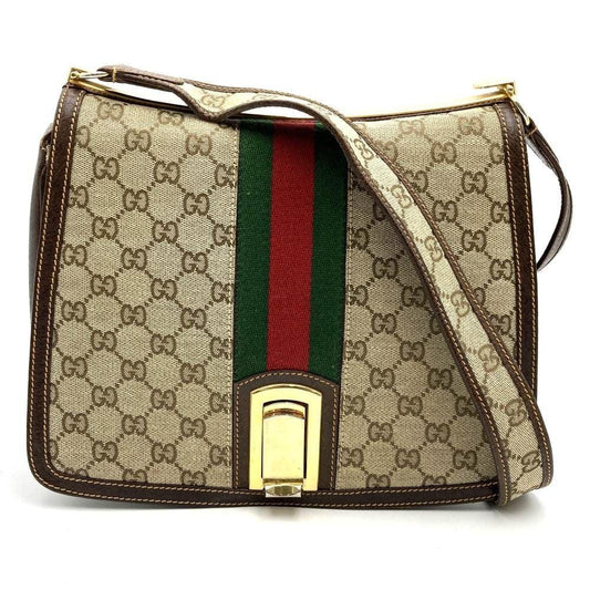 Authentic Gucci GG Vintage Ophidia Buckle Flap Purse Shoulder Bag Sherry Leather - The Reluxe