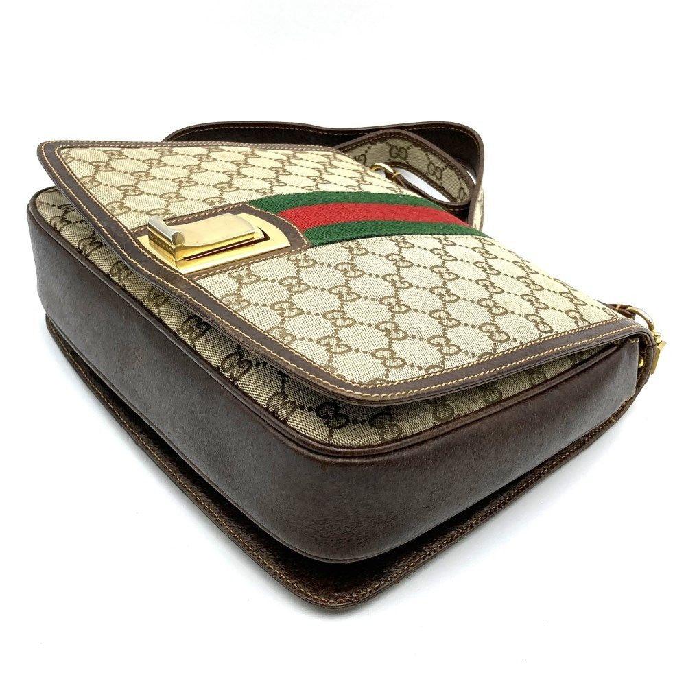 Authentic Gucci GG Vintage Ophidia Buckle Flap Purse Shoulder Bag Sherry Leather - The Reluxe