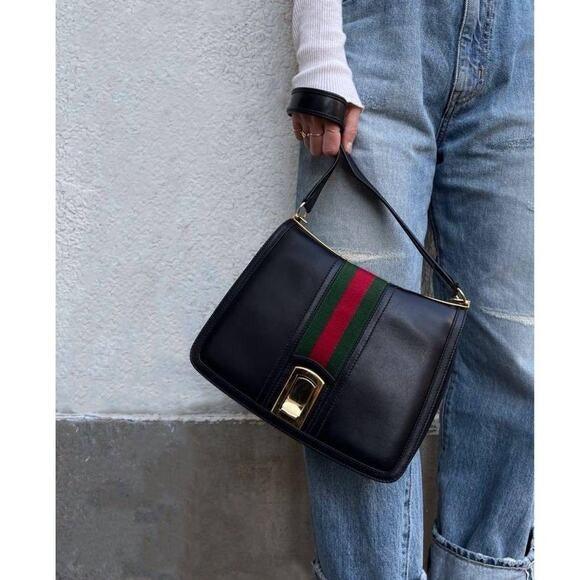 Authentic Gucci GG Vintage Ophidia Buckle Flap Purse Shoulder Bag Sherry Leather - The Reluxe