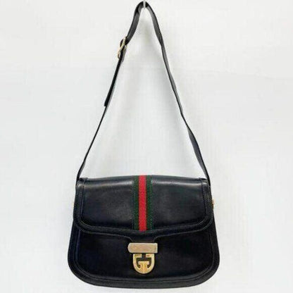 Authentic Gucci GG Vintage Ophidia Sherry Crossbody Bag Leather Black Purse Tote - The Reluxe