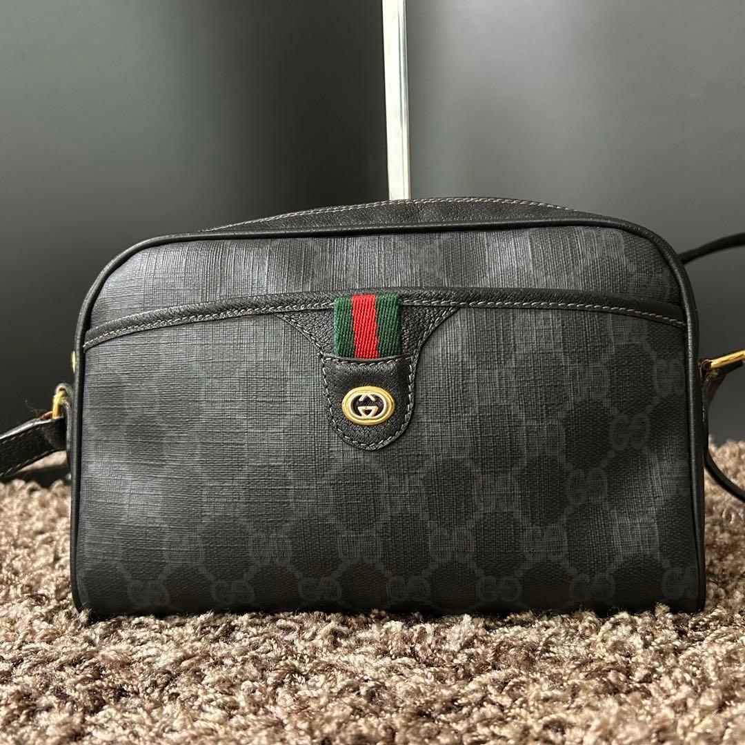 Authentic Gucci GG Vintage Ophidia Sherry Crossbody Bag Leather Black Purse Tote - The Reluxe