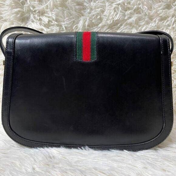 Authentic Gucci GG Vintage Ophidia Sherry Crossbody Bag Leather Black Purse Tote - The Reluxe