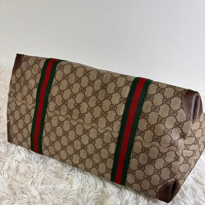 Authentic Gucci Supreme Web Canvas Boston Bag Travel Duffle Shoulder Sherry Tote - The Reluxe