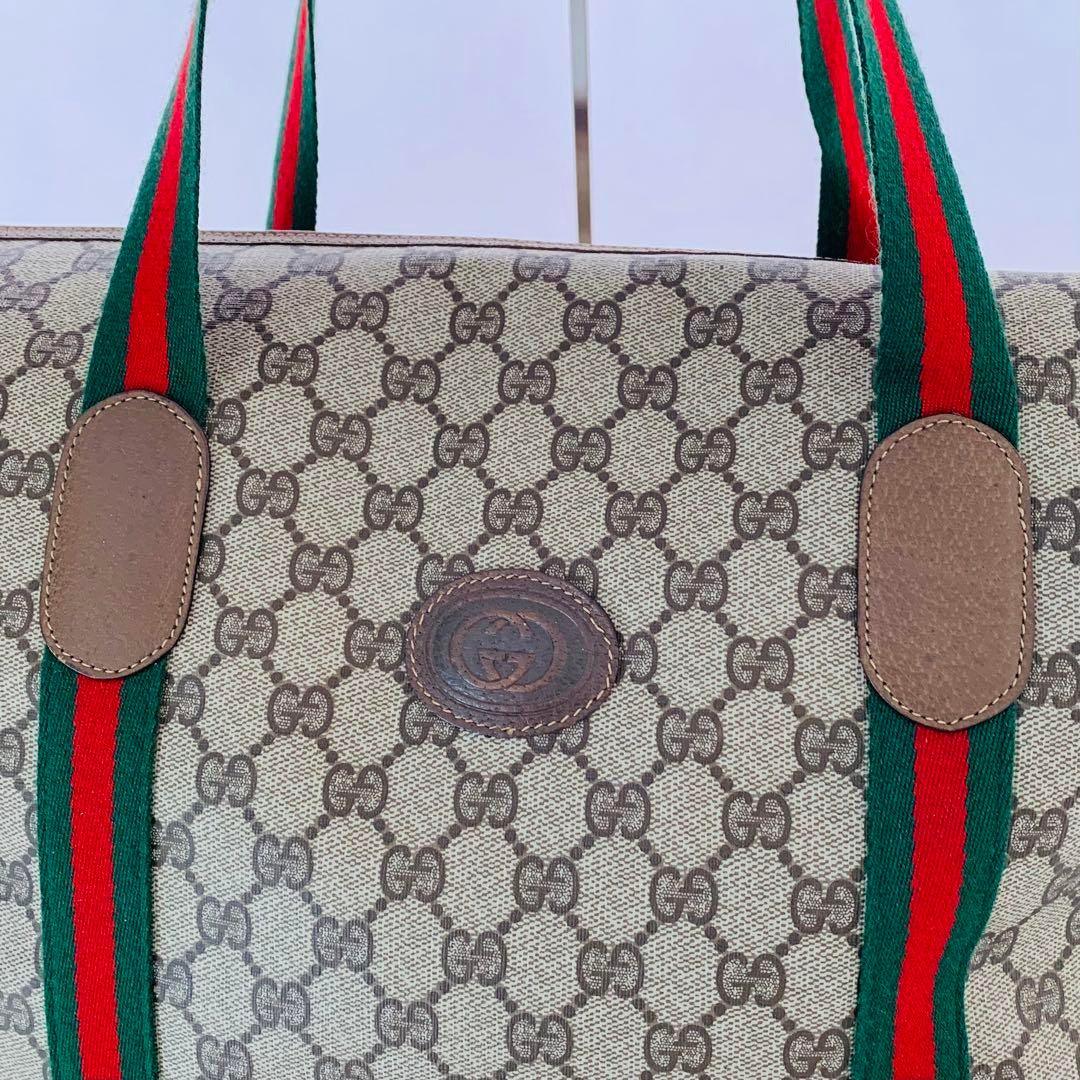 Authentic Gucci Supreme Web Canvas Boston Bag Travel Duffle Shoulder Sherry Tote - The Reluxe