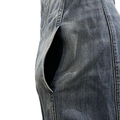 Authentic LOUIS VUITTON Denim Monogram Short Midi Dress Sleeveless Vintage Blue - The Reluxe
