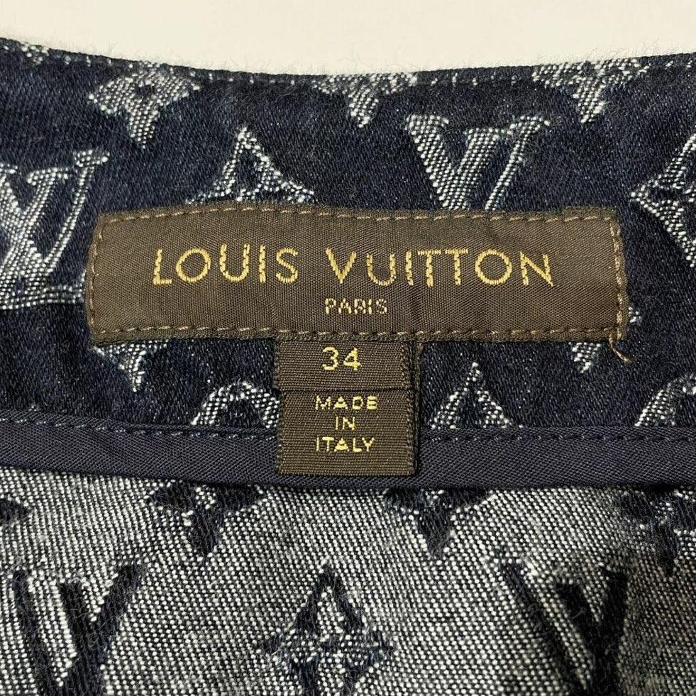 Authentic LOUIS VUITTON Denim Monogram Short Midi Dress Sleeveless Vintage Blue - The Reluxe