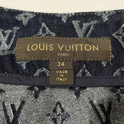 Authentic LOUIS VUITTON Denim Monogram Short Midi Dress Sleeveless Vintage Blue - The Reluxe