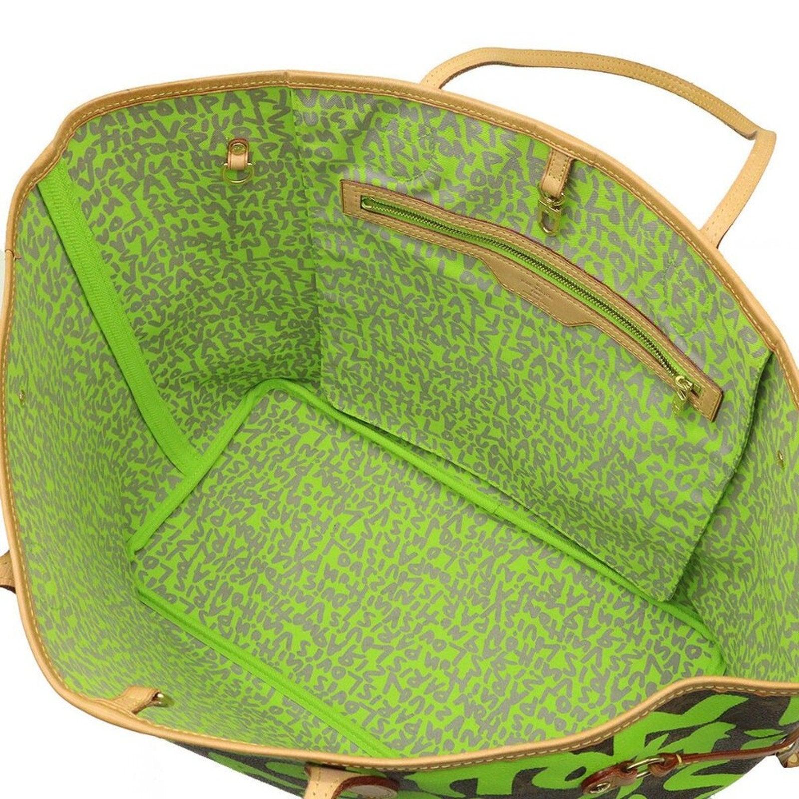 Authentic Louis Vuitton Graffiti Neverfull GM Tote Monogram Shoulder Bag Green - The Reluxe