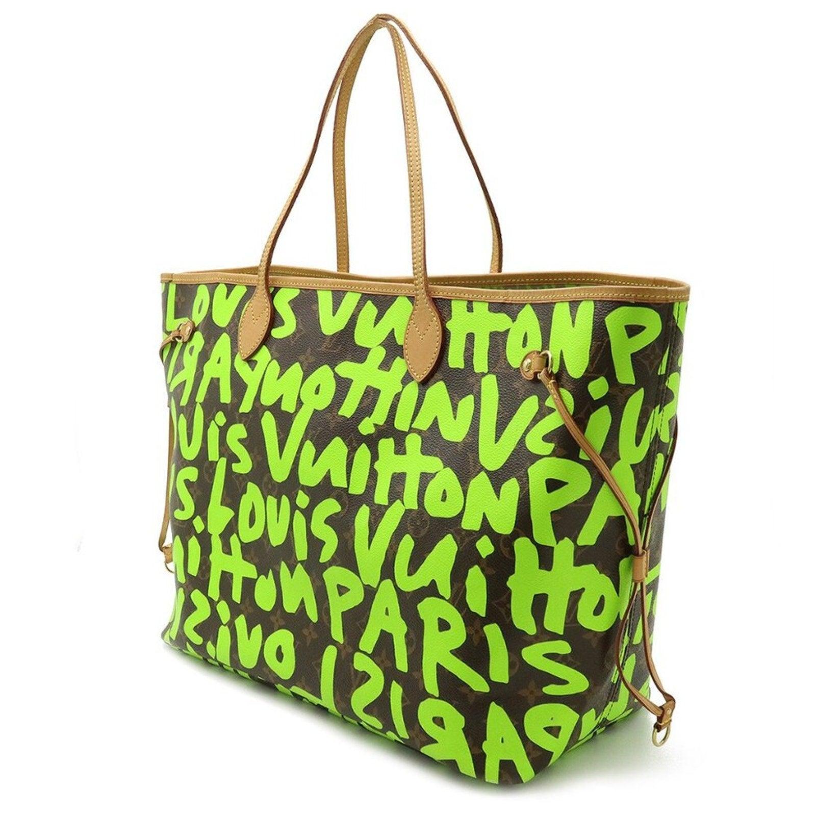 Authentic Louis Vuitton Graffiti Neverfull GM Tote Monogram Shoulder Bag Green - The Reluxe