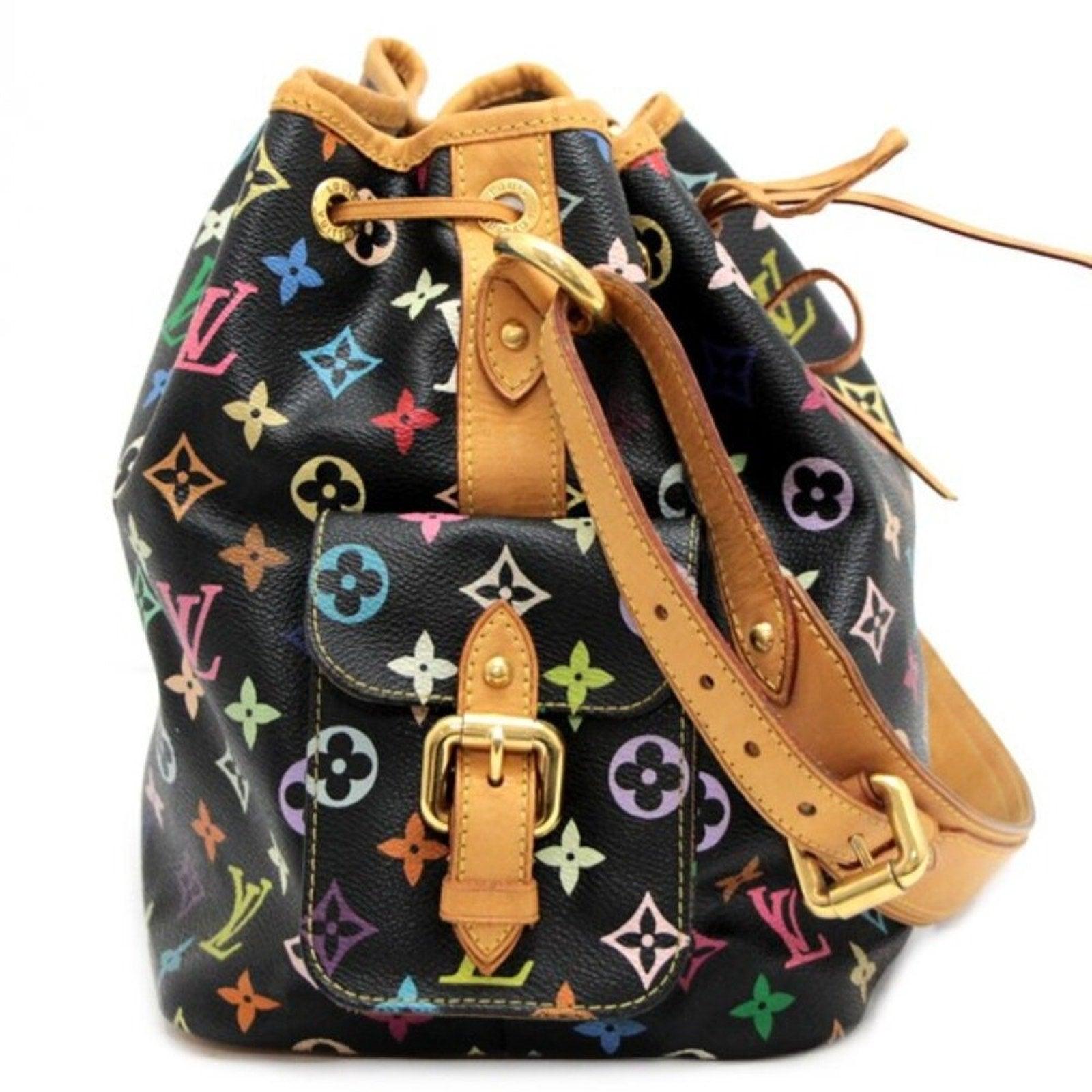 Authentic Louis Vuitton Multicolor Petit Noe Monogram Bucket Shoulder Bag Black - The Reluxe