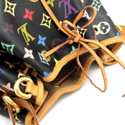 Authentic Louis Vuitton Multicolor Petit Noe Monogram Bucket Shoulder Bag Black - The Reluxe