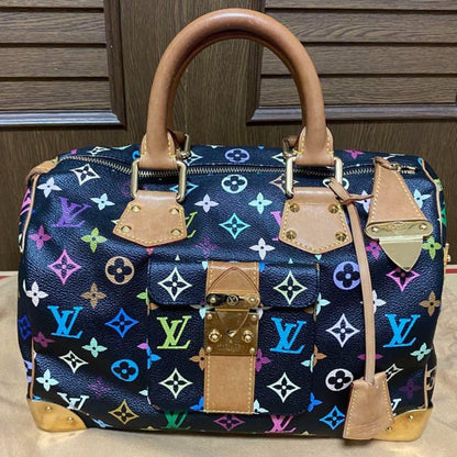 Authentic Louis Vuitton Speedy 30 Monogram Multicolor Sac Bag Black - The Reluxe