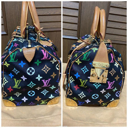 Authentic Louis Vuitton Speedy 30 Monogram Multicolor Sac Bag Black - The Reluxe