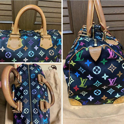 Authentic Louis Vuitton Speedy 30 Monogram Multicolor Sac Bag Black - The Reluxe