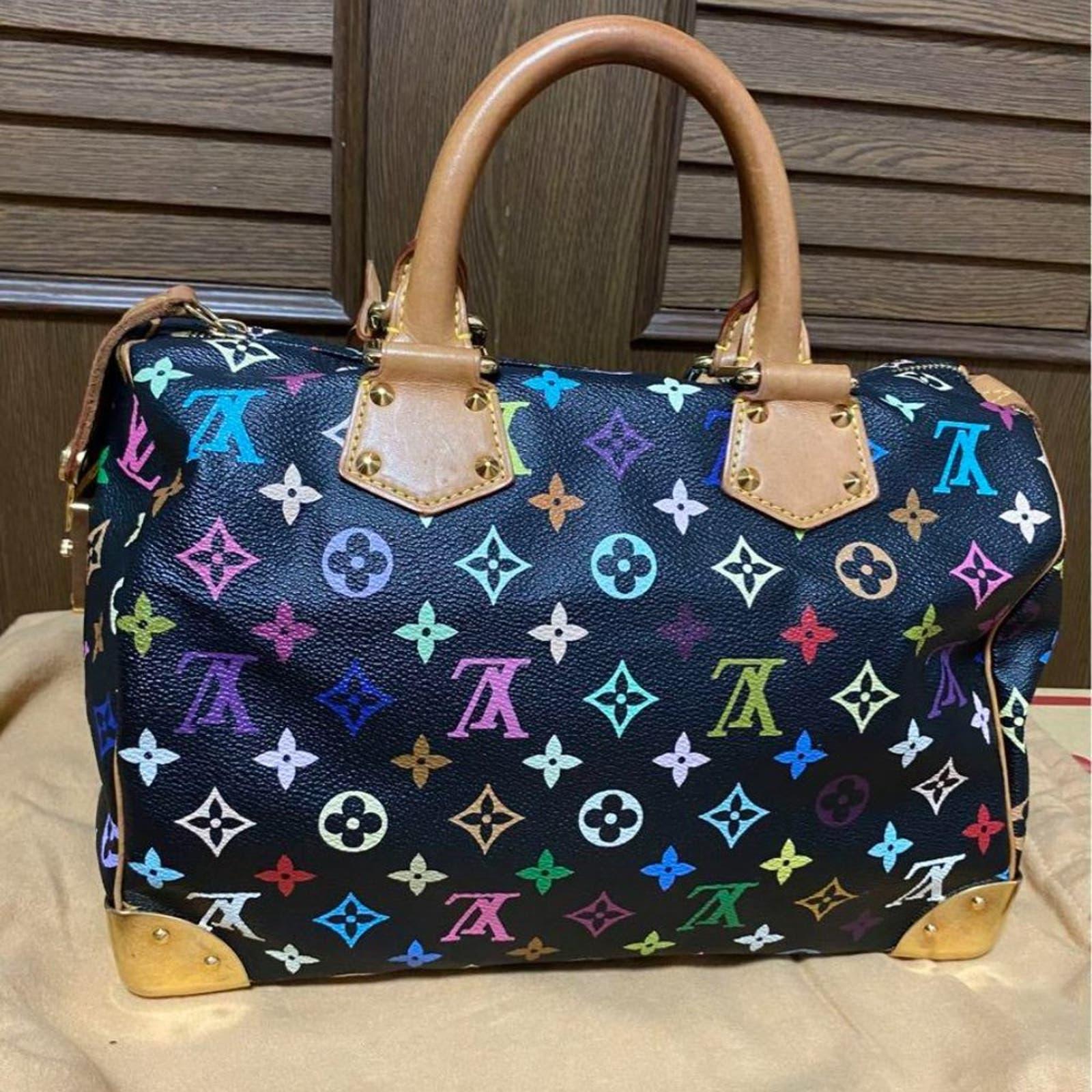 Authentic Louis Vuitton Speedy 30 Monogram Multicolor Sac Bag Black - The Reluxe