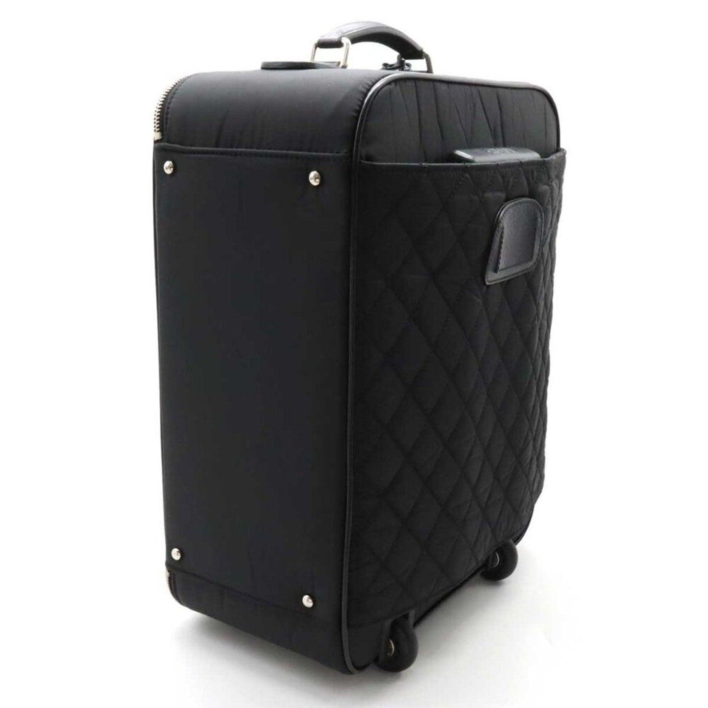 Authentic Pre - Owned CHANEL CC Quilted Nylon Luggage Carry - on Trolley Wheels Travel Bag - The Reluxe