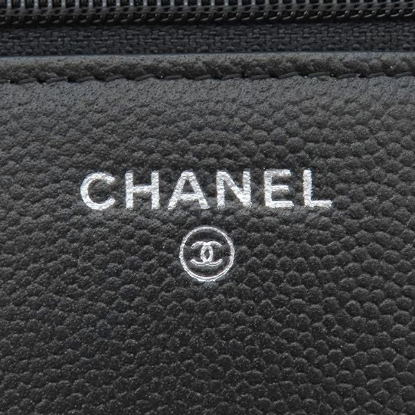 Chanel Chain Wallet Boy Chanel Caviar Skin Black Hardware Black Chain Shoulder