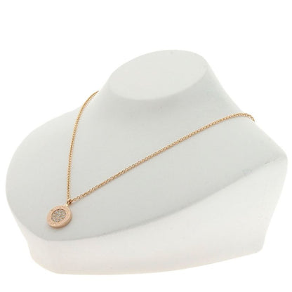 Bvlgari Bulgari Pave Diamond Onyx Necklace 18K Pink Gold Ladies