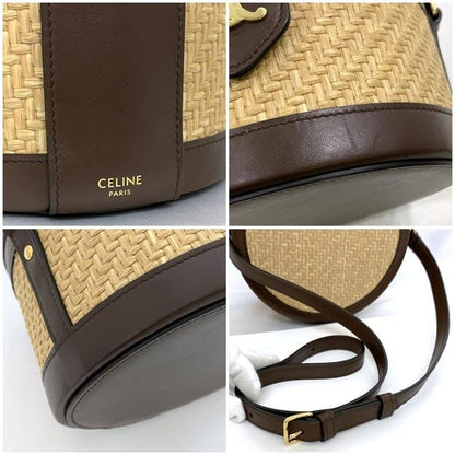 Celine Tambour Shoulder Bag Beige Brown