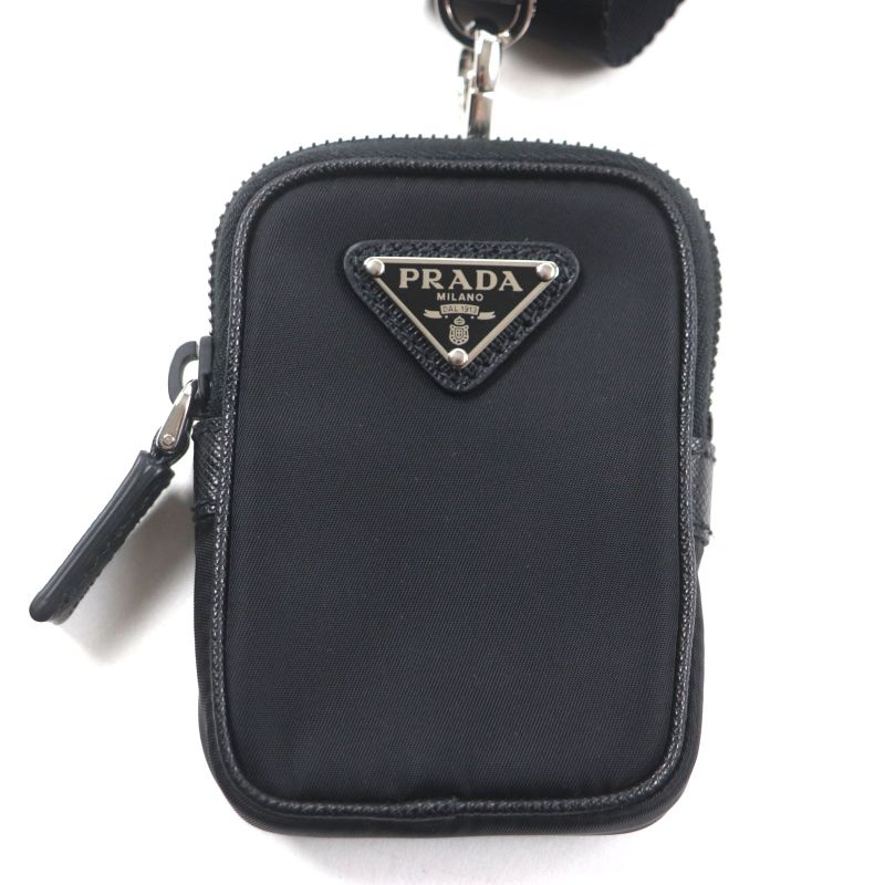 Prada 2vd034 Triangle Logo Triangle Plate With Pouch Nylon Tessuto Saffiano