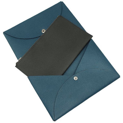 Hermes Clutch Bag Pochette Calvi MM Vaux Epson Corvair Silver Hardware Blue