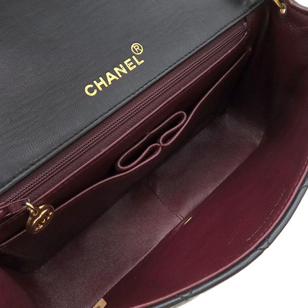 Chanel Shoulder Bag Matelasse Full Flap Lambskin Black Gold Hardware Black