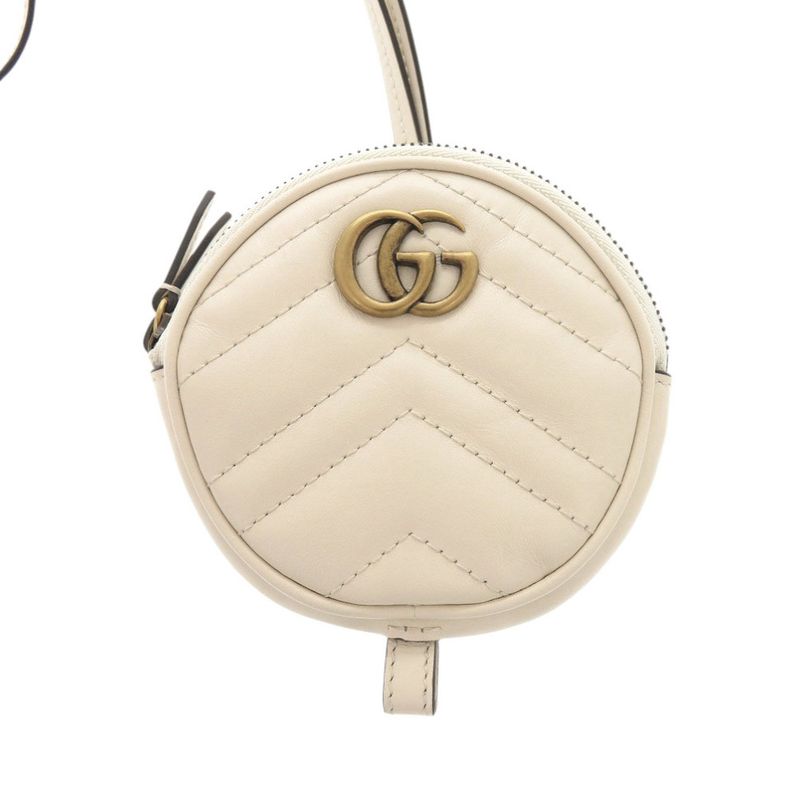 Gucci GG Marmont 698787 Leather Black Off White Coin Case Black White 1462 Gucci